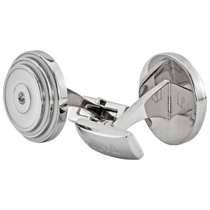 picasso-and-co-cufflink-pcufrndsw-2.jpg PICASSO AND CO Round Stainless Steel/White Laquer Cufflinks PCRNSW - Image 2