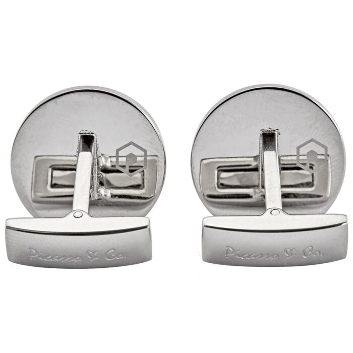 picasso-and-co-cufflink-pcufrndsw-3.jpg PICASSO AND CO Round Stainless Steel/White Laquer Cufflinks PCRNSW - Image 3
