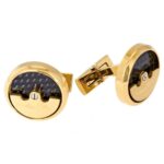 PICASSO AND CO Stainless Steel Cufflinks-Gold/Black PCRTCYG