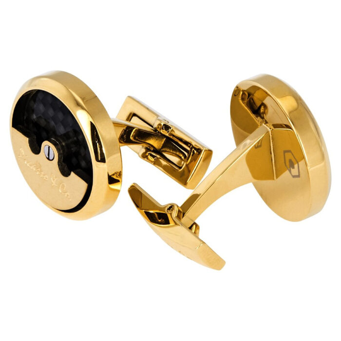 picasso-and-co-cufflink-pcufrtcyg-2.jpg PICASSO AND CO Stainless Steel Cufflinks-Gold/Black PCRTCYG - الصورة 2