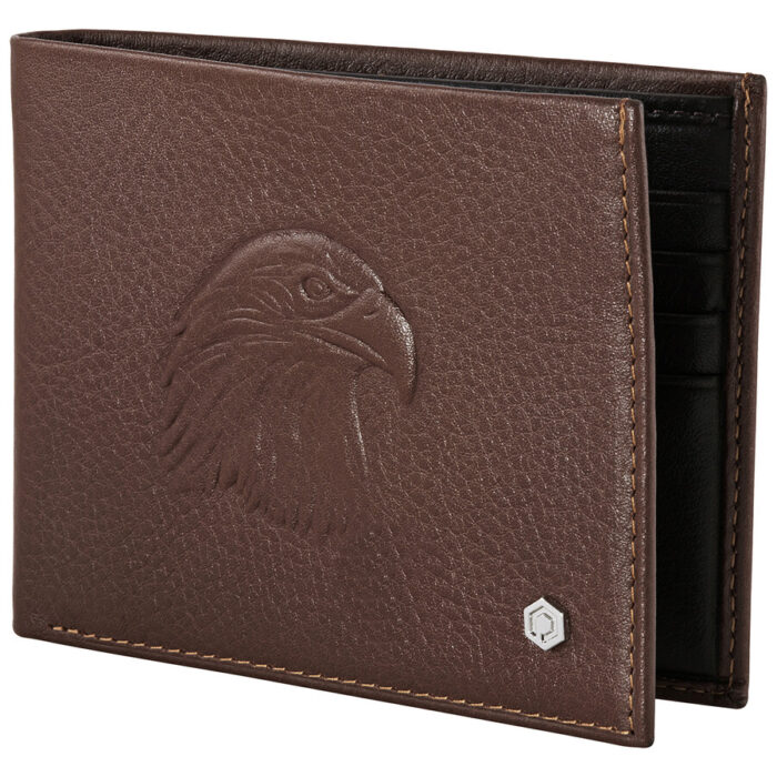 PICASSO AND CO MEN'S CALF LEATHER WALLET FALCON HEAD LIGHT BROWN PLG1730 - Image 2
