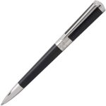 Close-up of ST Dupont Black Gold Pen with sleek black lacquer finish and gold-plated accents.