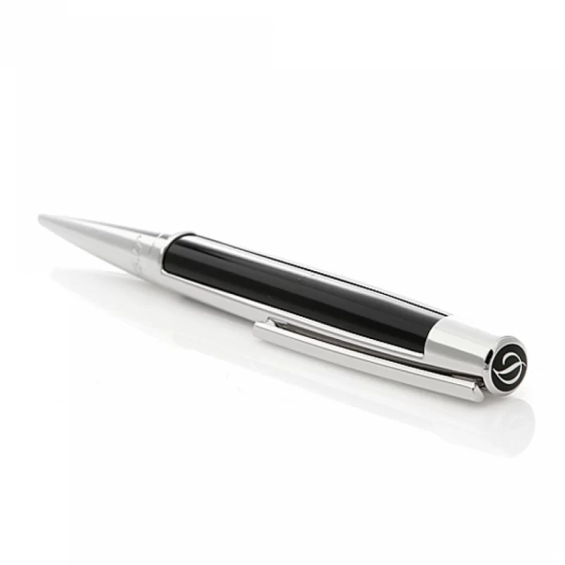 S.T. Dupont Defi Black Ballpoint Pen with Premium Black Lacquer and Stainless Steel Construction