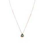 Picasso and Co Ladies Necklace with 18k Rose Gold Pear Cut Pendant, embellished with a 0.05ct Diamond Pear and a Malachite Stone, on an 18-inch adjustable chain with SKU PPDCP01RG.