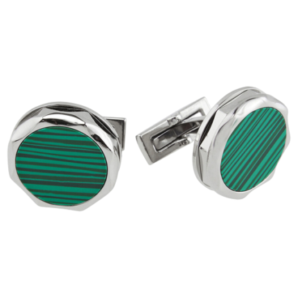 Image of Picasso and Co Men's Cufflinks: Round rhodium ion-plated stainless steel cufflinks by Picasso and Co for men, SKU code PCRDEDMLS.