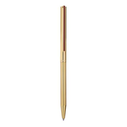 S.T. Dupont Classique Gold Ballpoint Pen with Red Clip and High-Quality Gold Plating
